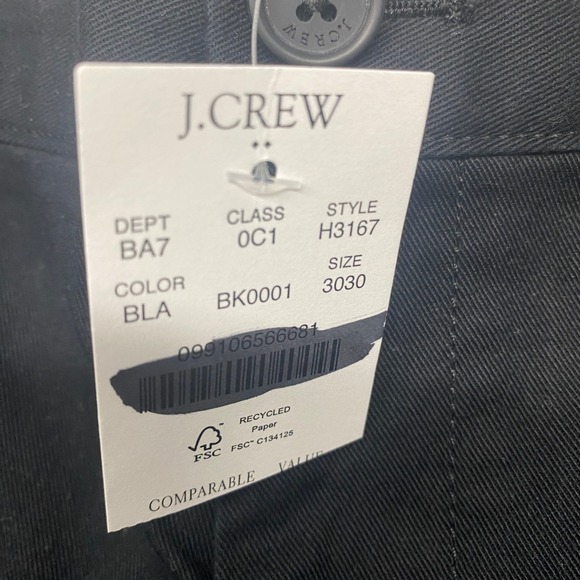 J Crew Pants Mens Black Size 30x30 Flex Chino Straight Fit Cotton Blend H3167 - Picture 4 of 8